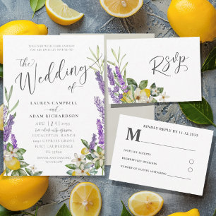 Probe Dinner Lemon & Lavender Foliage Hochzeit Einladung