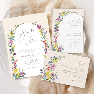 Wildblume Boho Watercolor Hochzeitsempfang Begleitkarte