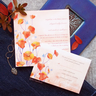 Sweet Red Poppy Wedding Einladung