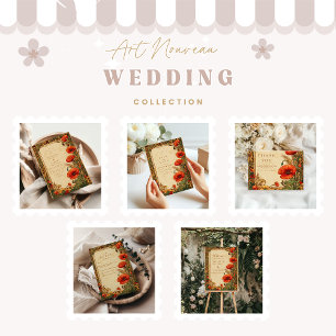 Art Nouveau Poppy Wedding Dankeskarte