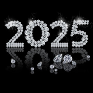 Brilliant Diamonds Luxury New Year 2025 Quadratischer Aufkleber