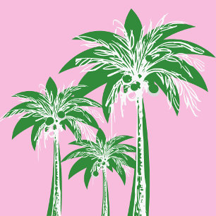 Serviette En Papier Pink Green Palm Tree Preppy Summer Beach Tropical