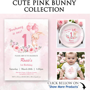 Niedliches Bunny Pink 1. Geburtstagsmädchen Runder Aufkleber