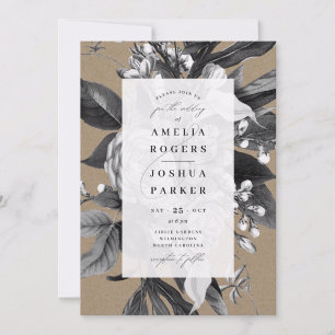 Invitation Industriel Rustique Chic Floral Mariage Kraft