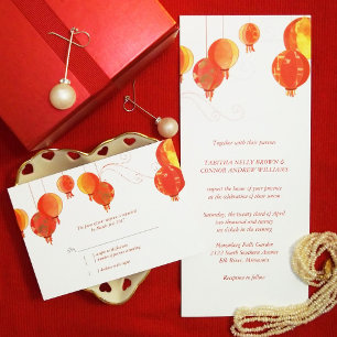 Invitation Lanternes de papier asiatique Mariage blanc