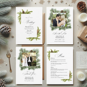 Evergreen Pines Winter Wonderland Wedding QR Code Einladung