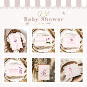 Serviette En Papier Baby shower de golf de fille rose