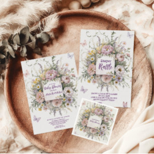 Boho Wildblume Butterflies Babydusche Pappteller