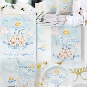 Little Prince Fairytale Gold Crown 2. Geburtstag Einladung