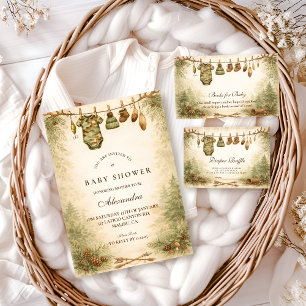 Invitation Petite chasseuse Fête de bébé en forêt