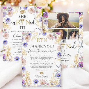 Élégant Fleur sauvage RN Nurse Merci de diplôme