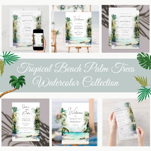 Elegantes Watercolor Palm Tree Beach Brautparty Einladung