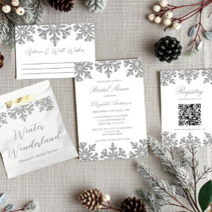 Silver Snowflake Winter Registry Begleitkarte