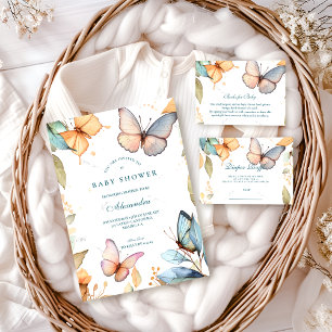 Carte D'accompagnement Tirage au sort Papillon Diapper Aquarelle Douce