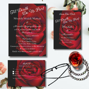 Cartons Réponse Goth Floral Moody Rouge foncé Rose noir Mariage