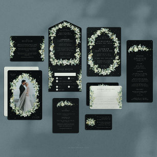 Invitation Tout En Un Mariage Sureau noir et Eucalyptus