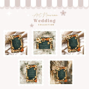 Goldener Herbst Jugendstil Hochzeit Einladung