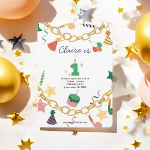 Charm Bracelet 1. Geburtstag Party Einladung