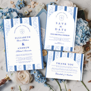 Klassisches Delft-Blaues Porzellan zur Hochzeit Save The Date