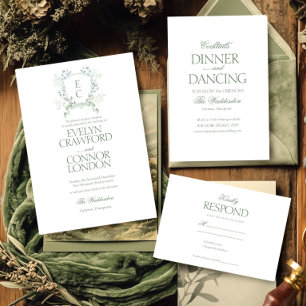 Elégant Floral Crest Welcome Mariage signe Poster