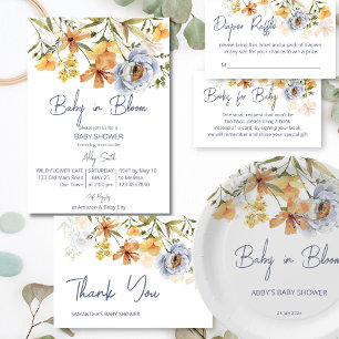 Baby in blühenden Wildblumen Babydusche Dankeskarte