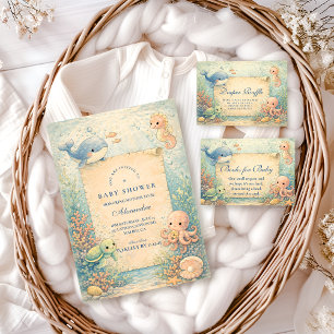 Geschichte unter dem Meer Baby Shower Windelraffel Begleitkarte