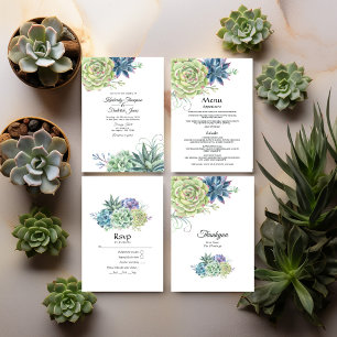 Menu Watercolor Desert Cactus Succulents Mariage