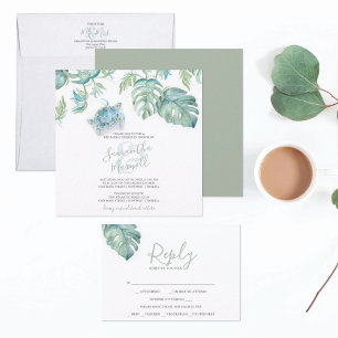 Einladung zur Hochzeit QR Code Tropische Meeressch