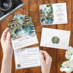 Bali Indonesien Hochzeit All-in-One-Einladung