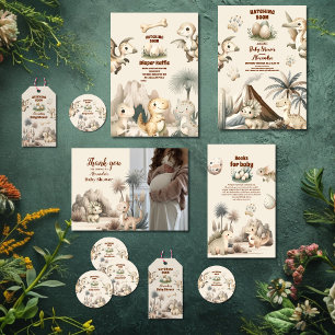 Boho Niedlich Hatching Bald Dinosaur Babydusche Runder Aufkleber