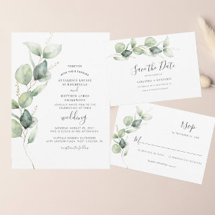 Save The Date Eucalyptus QR Code Mariage Botanique Enregistrer L