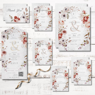 QR-Code für Rosa und Weiß All In One Einladung