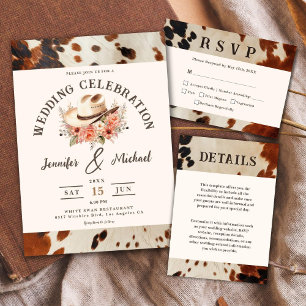 Western Hochzeitscowhide All In One Einladung