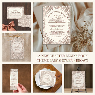 Buch Thema Braun Blumig Literarische Babyparty Geschenkanhänger