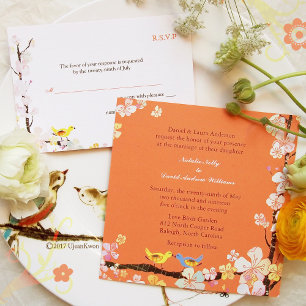 Invitation Baiser Inséparables Orange Mariage