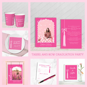 Serviette En Papier Coquette Bow Grad Tassel Pink 2025 Graduation