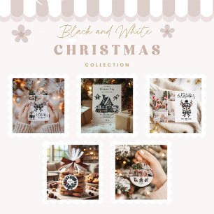 Invitation Buffalo Plaid Noir et Blanc Famille Noël