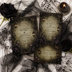 Mystische Wald-Fee-Goth-Hochzeit RSVP Karte