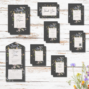 Save The Date Délicat Boho Fleur sauvage Mariage de charbon