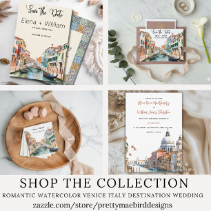 Romantische Wasserfarbe Venedig Italien Save the D Einladung