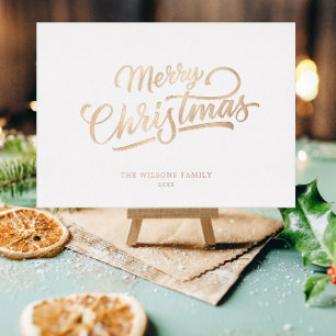 Minimal Script frohe Weihnachts Gold Foil Runder Aufkleber