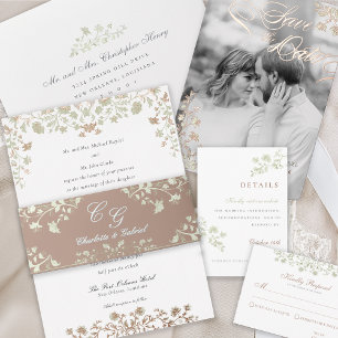 Floral Spring Chinoiserie Foil Faire-part de maria