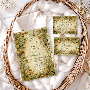 Serviette En Papier Baby-Shower aux Fleurs Sauvages Botaniques Vintage