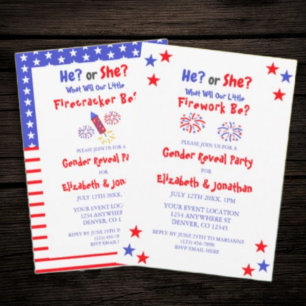 Invitation Petit feu d'artifice de la révélation de genre amé