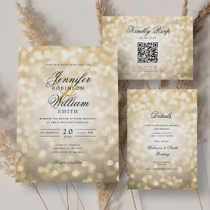 Elegantes Script Wedding Gold Bokeh Lights Save The Date