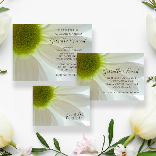 White Daisy Petals Wedding Save the Date