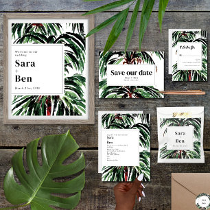 Painted Palm Trees Beach Wedding QR Code UAWG All In One Einladung