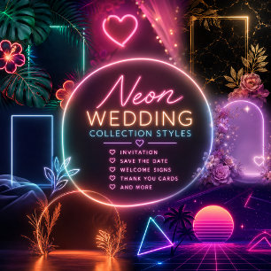 Tropisches Neon-Botanisches Hochzeitsparadies Dankeskarte