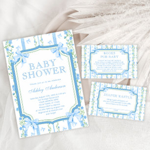Invitation Douche pour bébé floral à la main avec chou