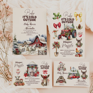 Winter Farm Animes Weihnachts Diapper Raffle Begleitkarte